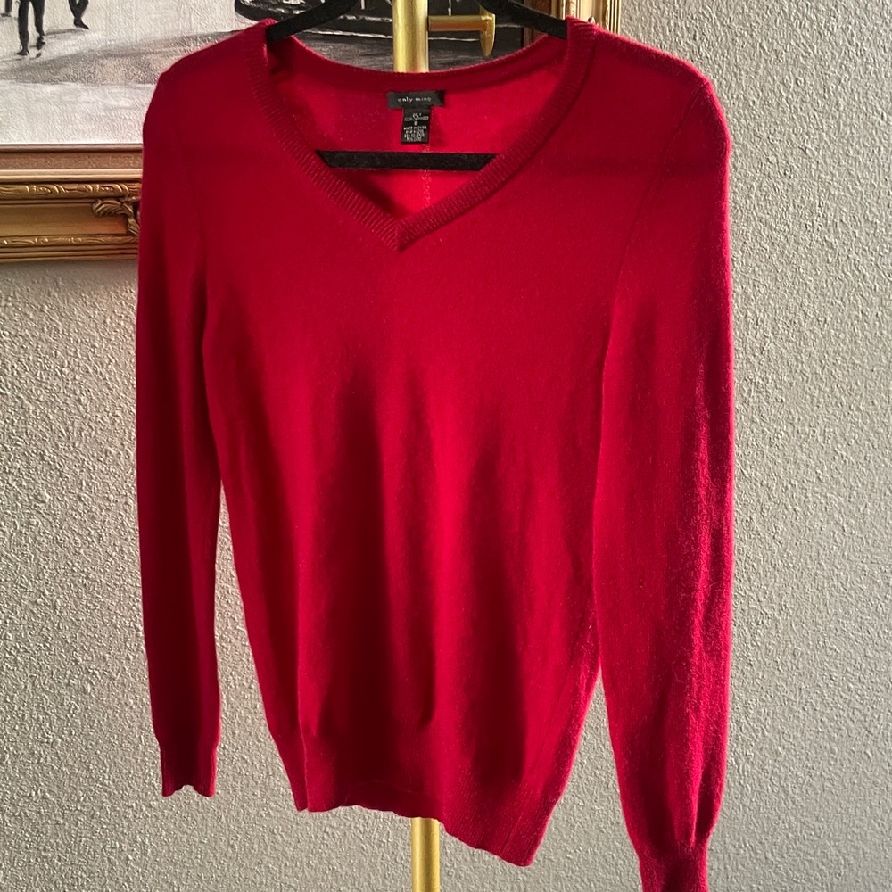 Only Mine Red V-Neck Women's Sweater